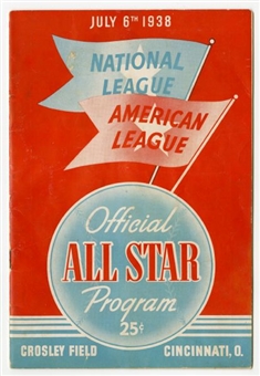 1938 All Star Game Program at Cincinnati’s Crosley Field   